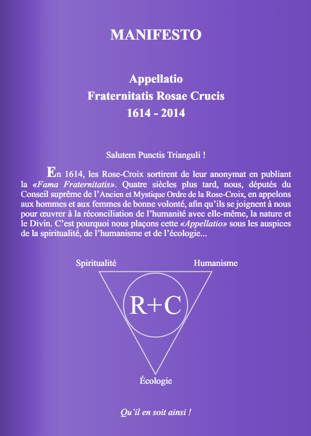 Couverture du manifeste de l'Ordre de la Rose-Croix "Appellatio Fraternitatis Rosae Crucis".